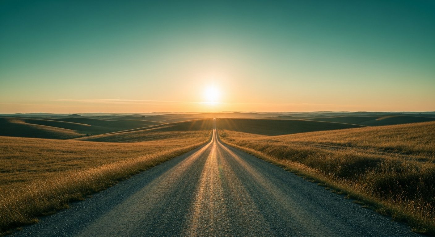 gravel road through golden hills