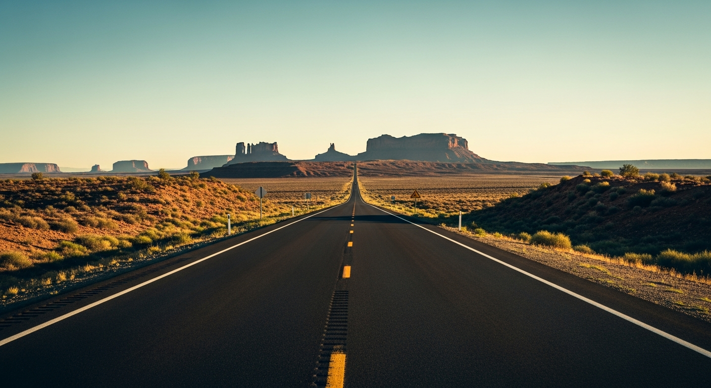 desert highway to a mesa